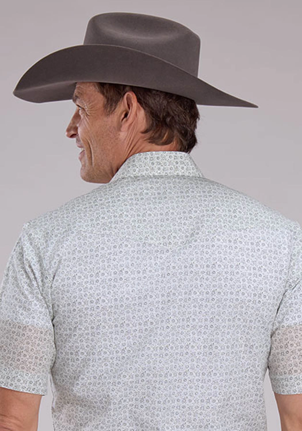 Workwear Ready Roper Mens 2481 Floral Print Grey/White Cotton Blend S/S Shirt