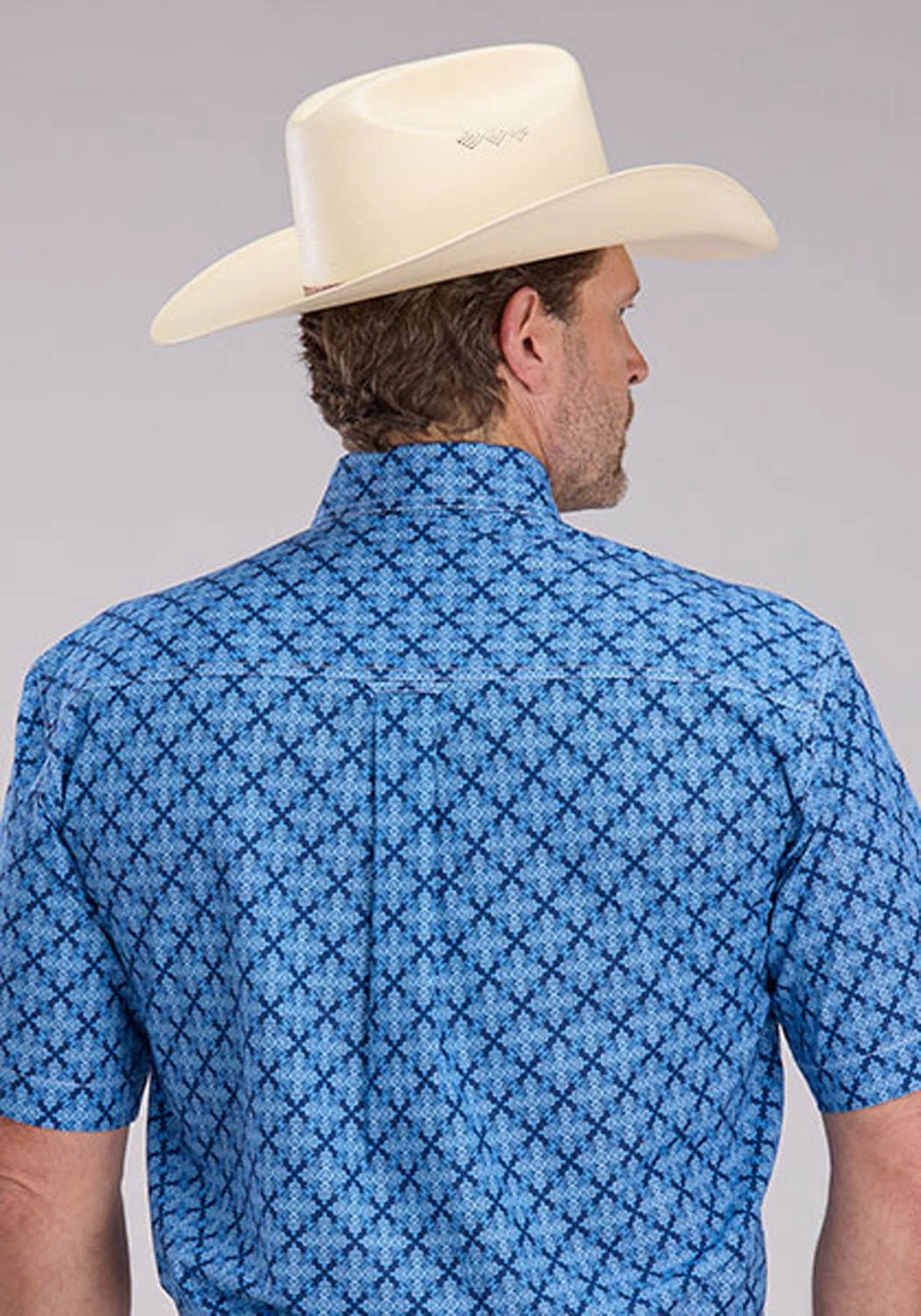 Roper Mens 2497 Ribbon Medallion Blue 100% Cotton 1 Pkt S/S Shirt Versatile Layering Artistic Design