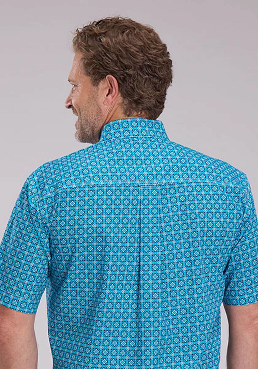 Roper Mens 2503 Bluebird Foulard Blue 100% Cotton 1 Pkt S/S Shirt Quick Dry Construction Seasonal Collection