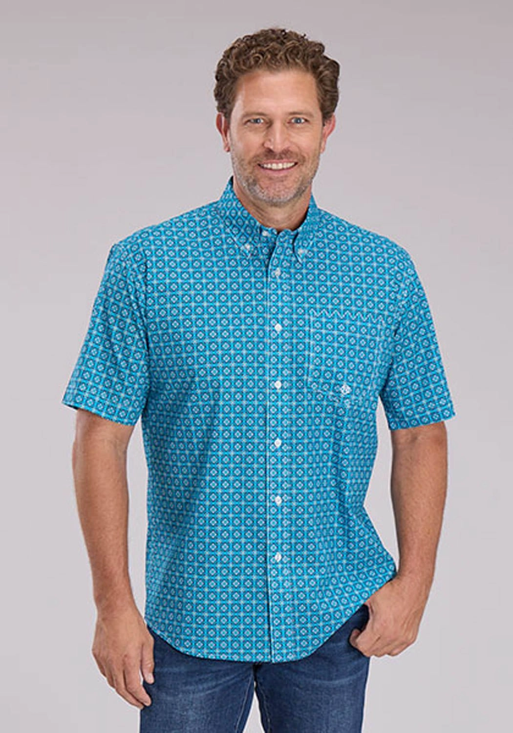 Stylish Design Roper Mens 2503 Bluebird Foulard Blue 100% Cotton 1 Pkt S/S Shirt