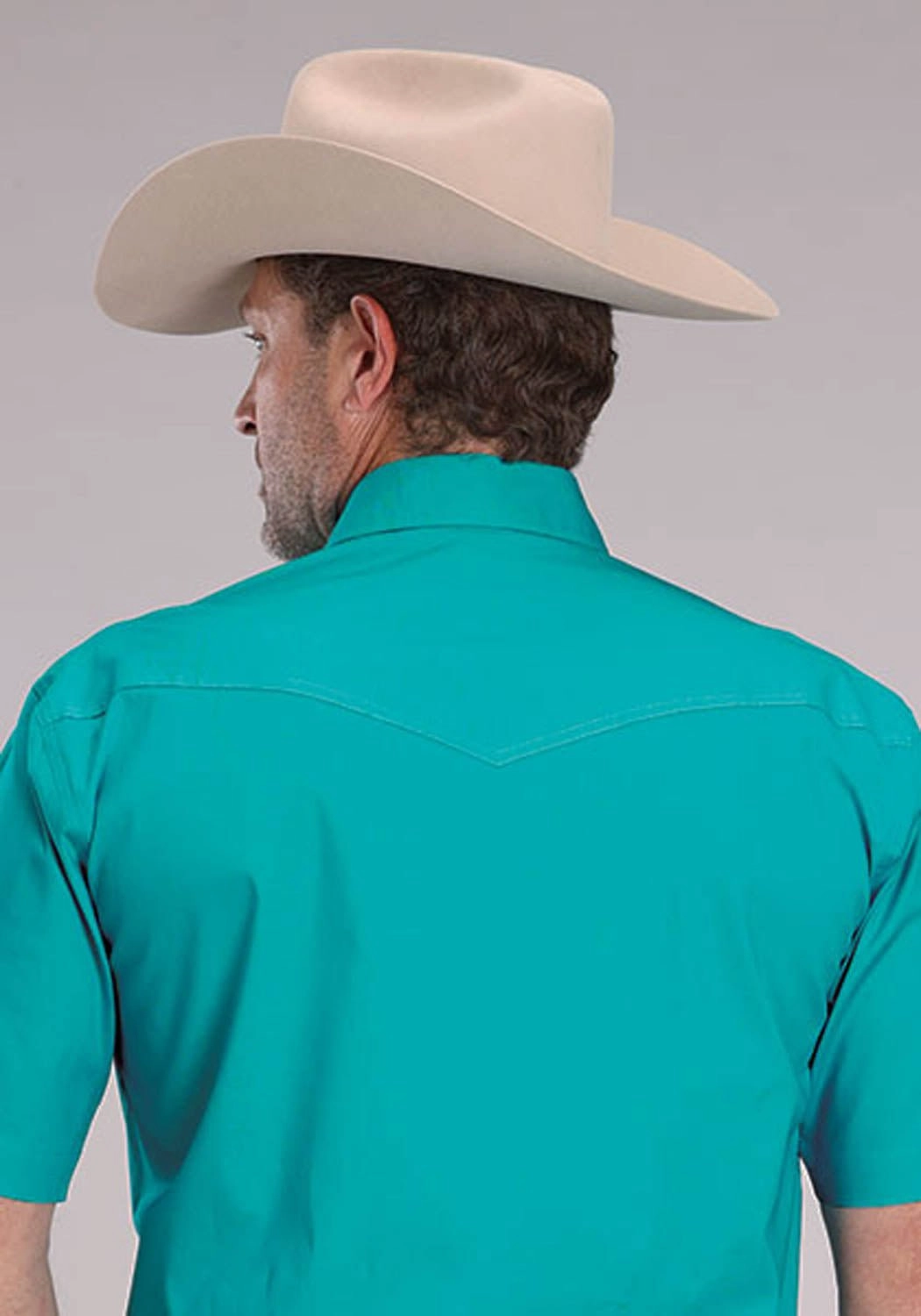 Roper Mens 2509 Solid Stretch Poplin Turquoise Cotton Blend S/S Shirt Trendy Look Luxury Feel