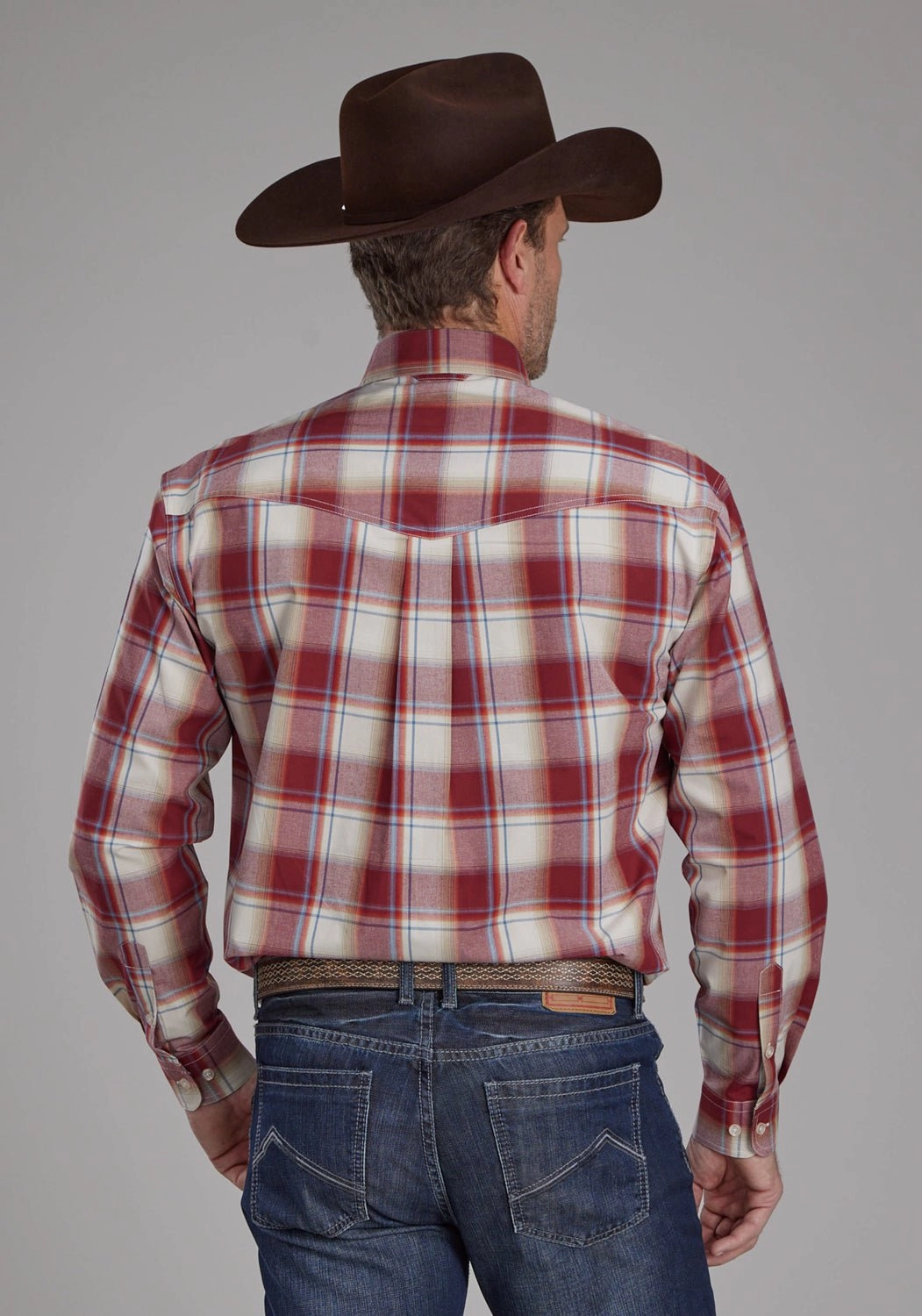 Pastel Shade Roper Mens 57 Chevy Plaid Red 100% Cotton Btn L/S Shirt