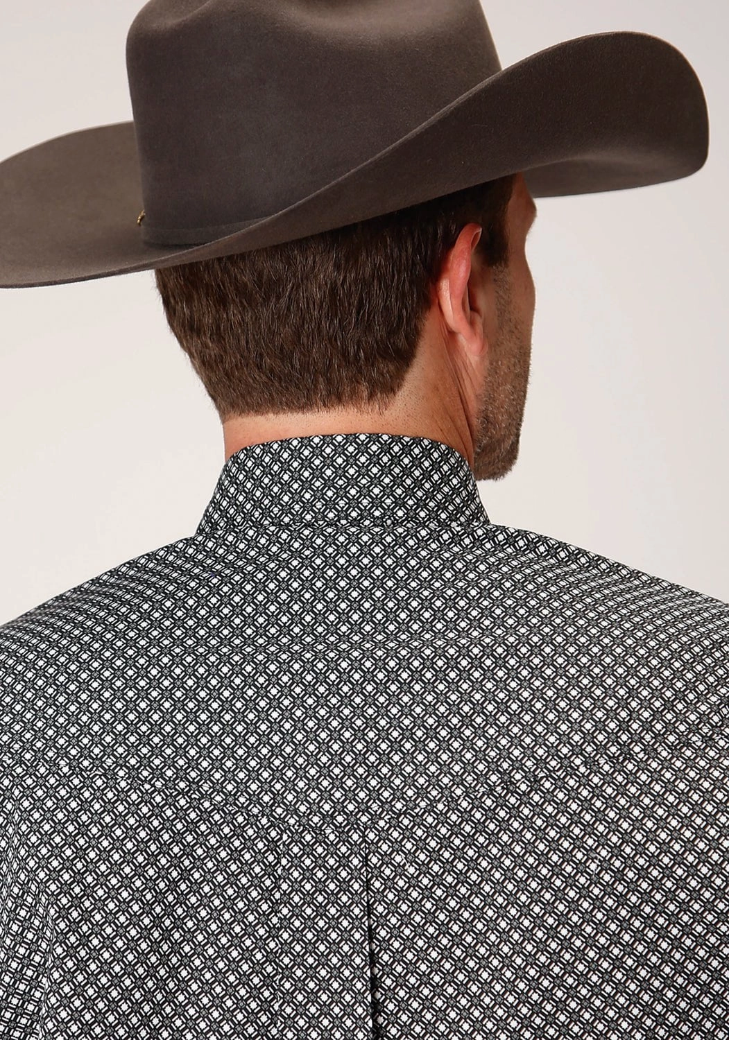 Job Interview Roper Mens Black 100% Cotton Diamond Star Geo BD L/S Btn Shirt