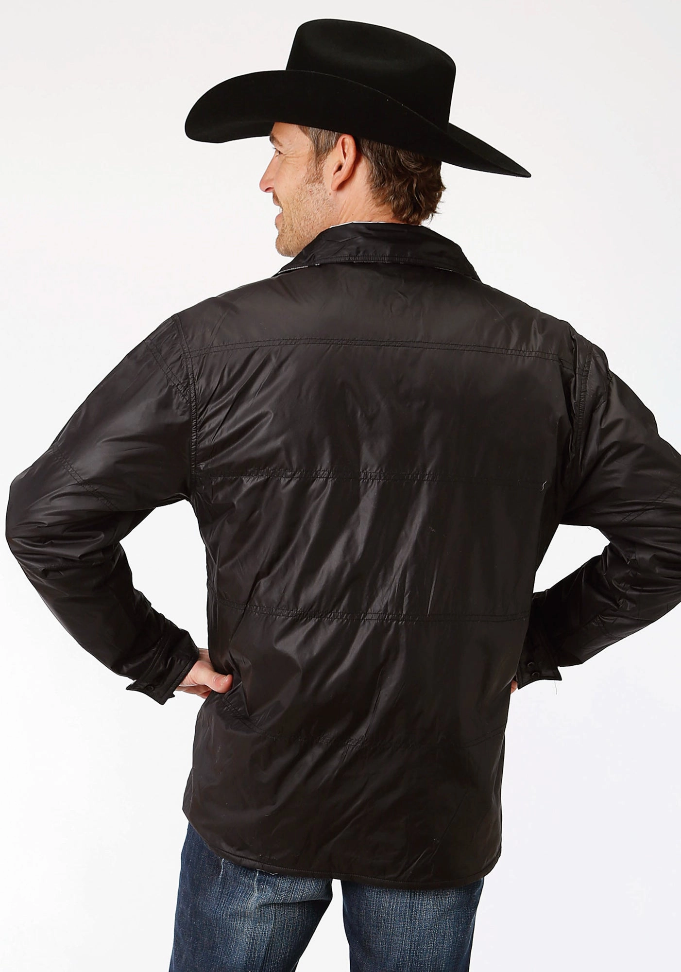 Roper Mens Black/Grey Polyester Reversible Quilted Plaid Jacket Durable Construction AntiStaticFinish