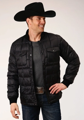 Stylish Comfort Ventilation Vents Roper Mens Black Nylon Down Coated Jacket