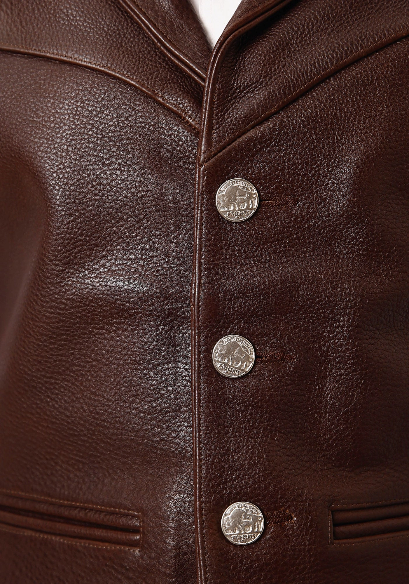 Roper Mens Buffalo Nickel Nappa Brown Leather Leather Vest Tear Resistant Knit FlexFoldPackaging