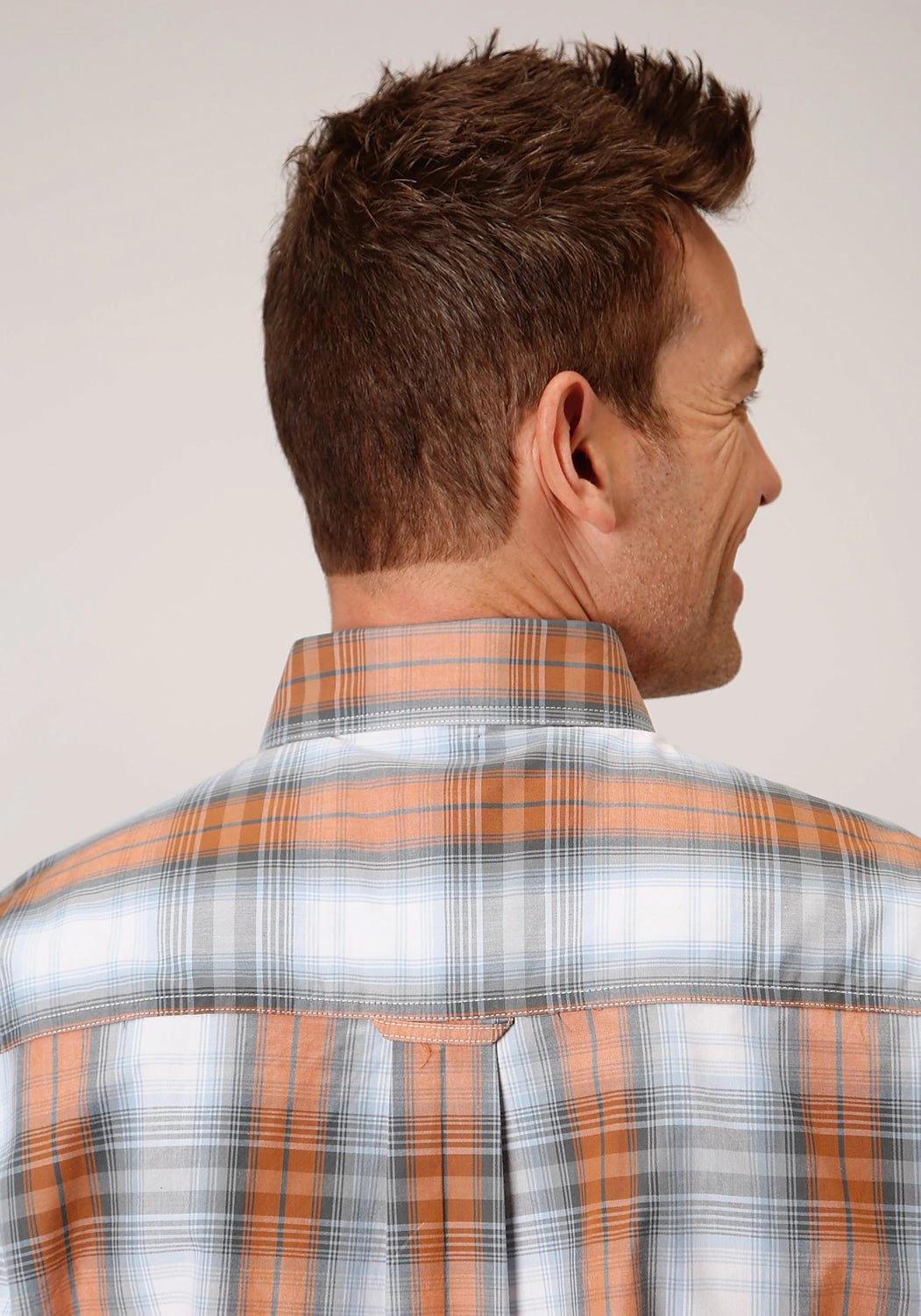 Roper Mens Dusk Ombre Grey/Orange 100% Cotton 1 Pkt L/S Shirt Tailored Style Essential Wardrobe