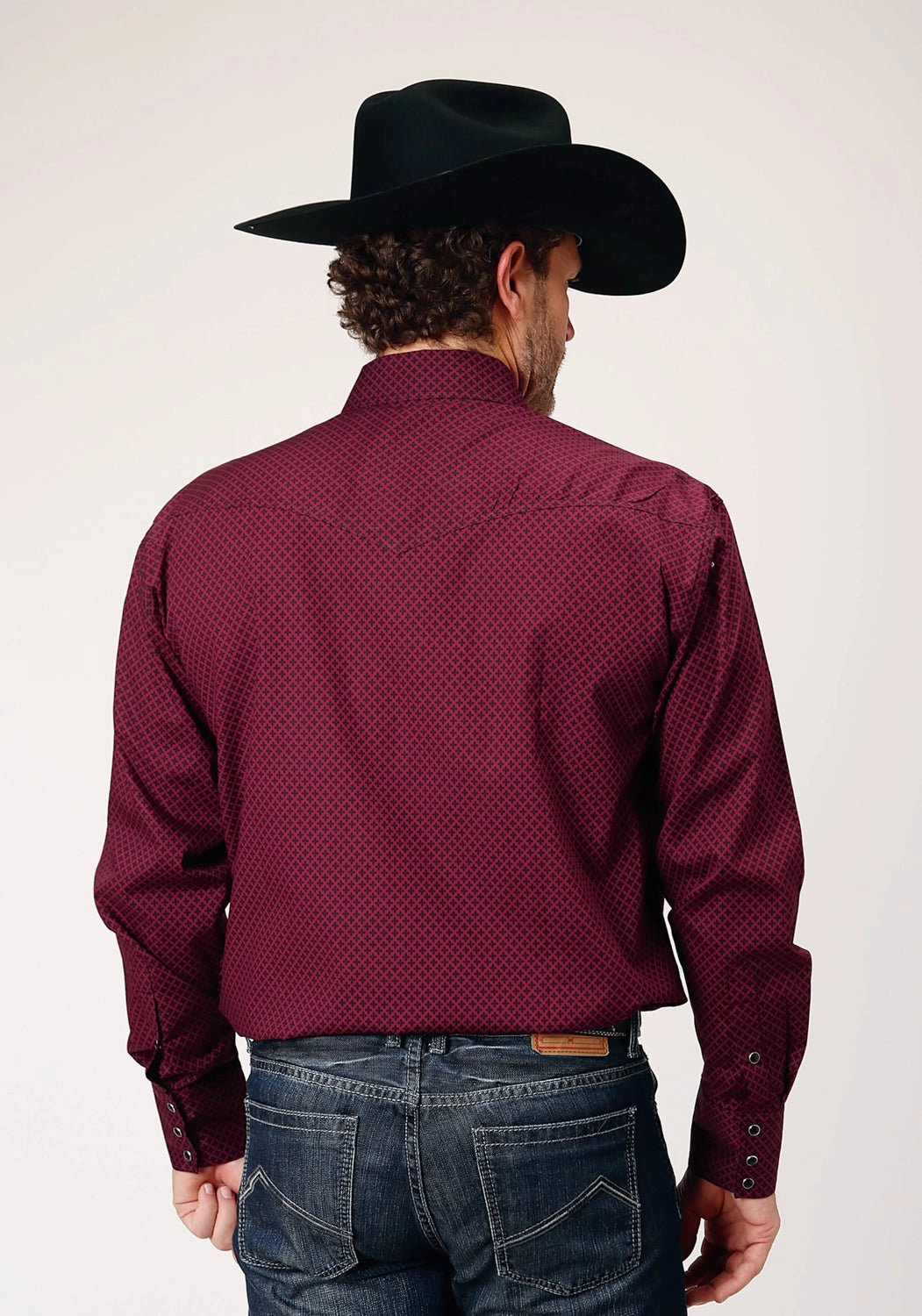 tailored look Roper Mens Four Leaf Foulard Red 100% Cotton L/S Shirt