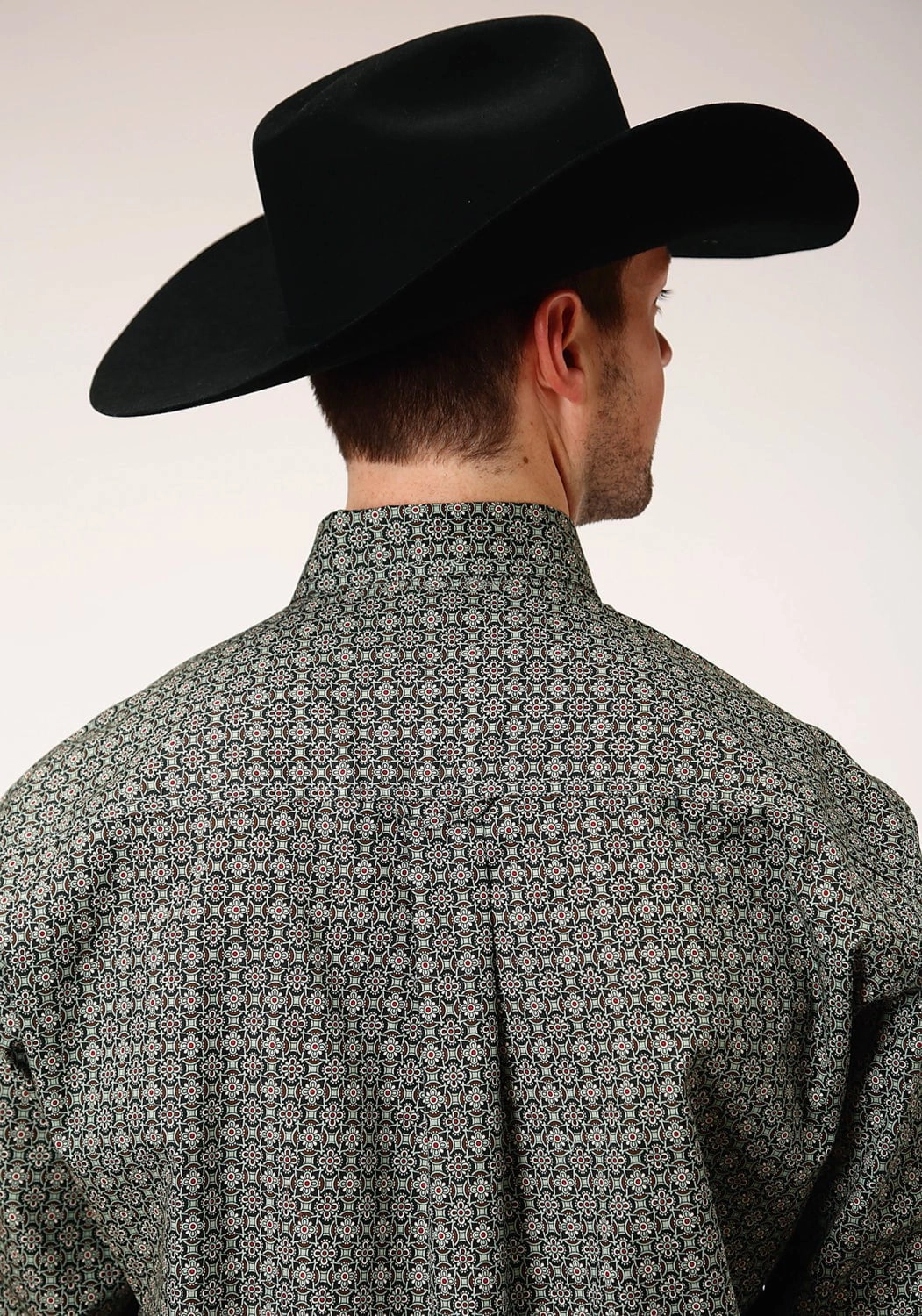 Roper Mens Green 100% Cotton Forest Foulard BD L/S 1 Pkt Shirt Polka Dot Anti Static Treatment