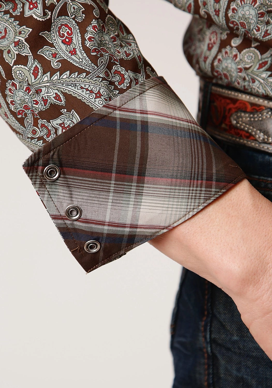 All-Season Wear Roper Mens Green 100% Cotton Pine Paisley L/S Shirt