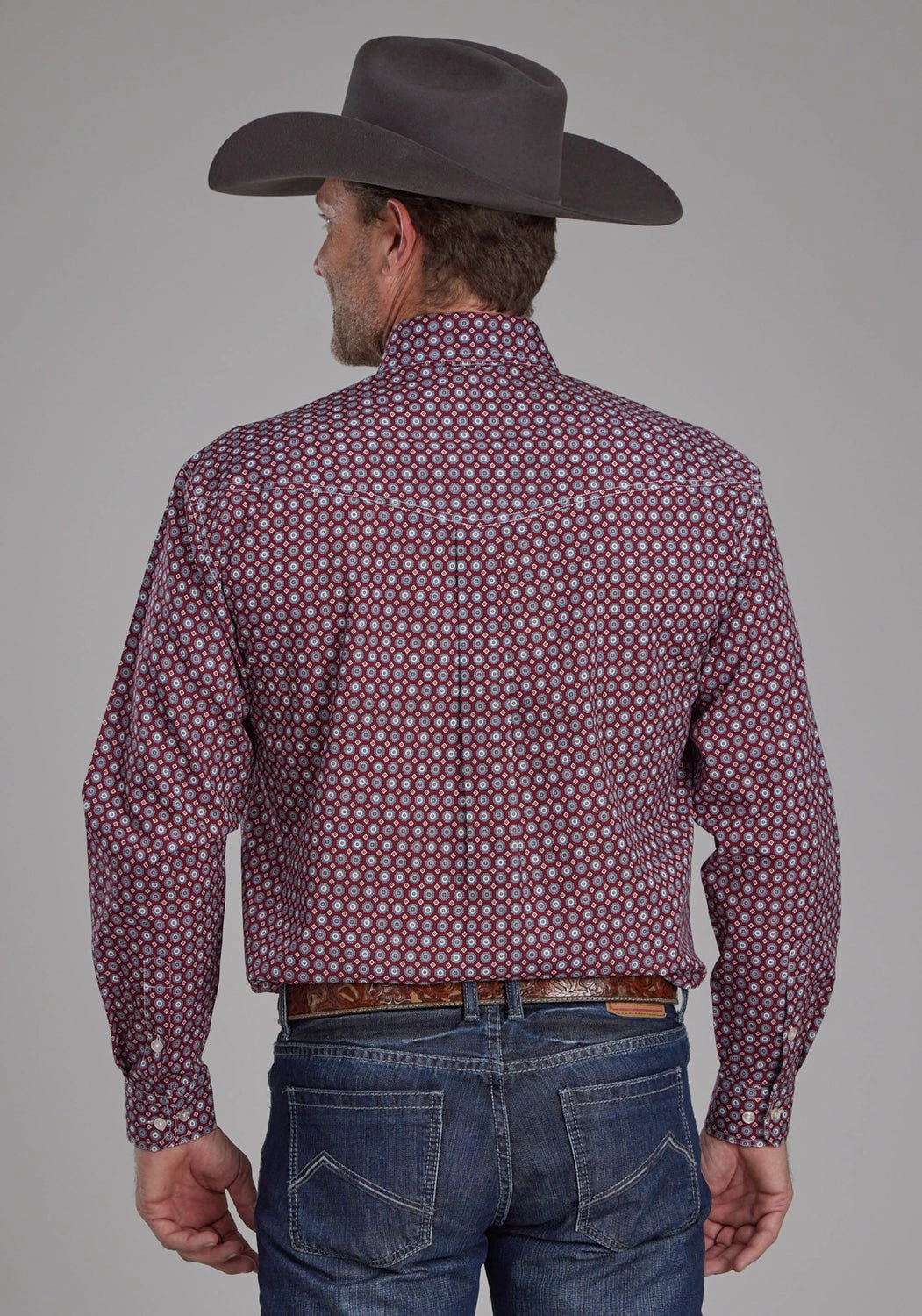 Wedding guest Team Building Roper Mens Highway Foulard Red 100% Cotton Btn L/S Shirt