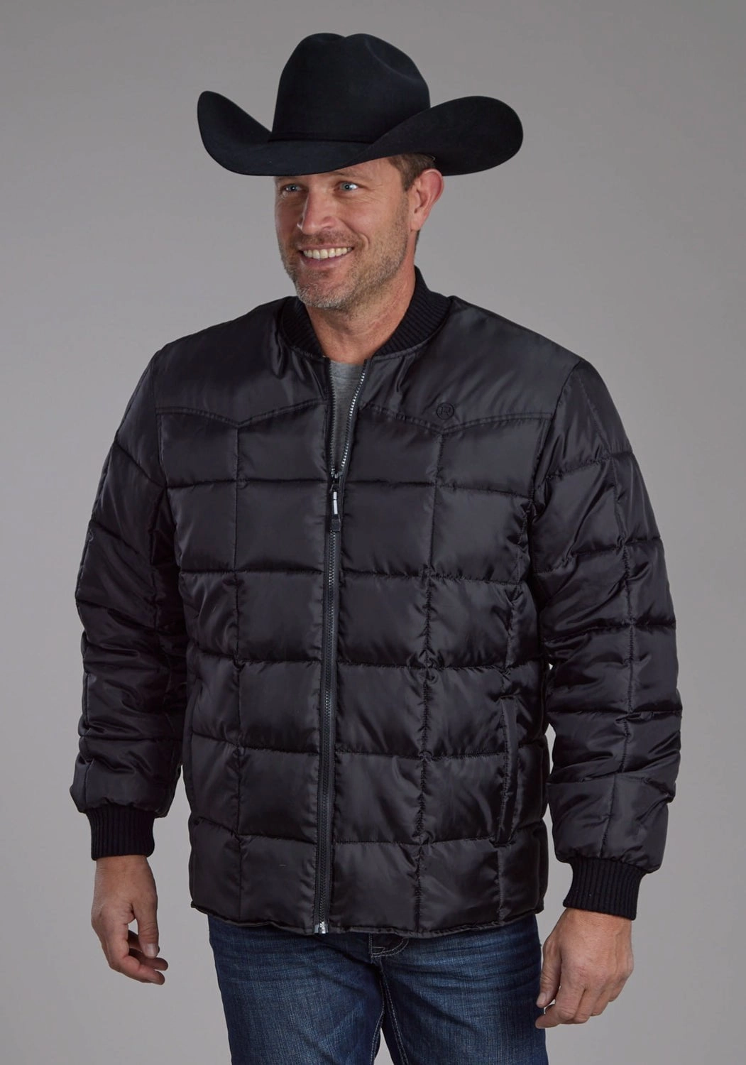 Roper Mens Insulated Western Black 100% Polyester Insulated Jacket Modular Attachment Loops