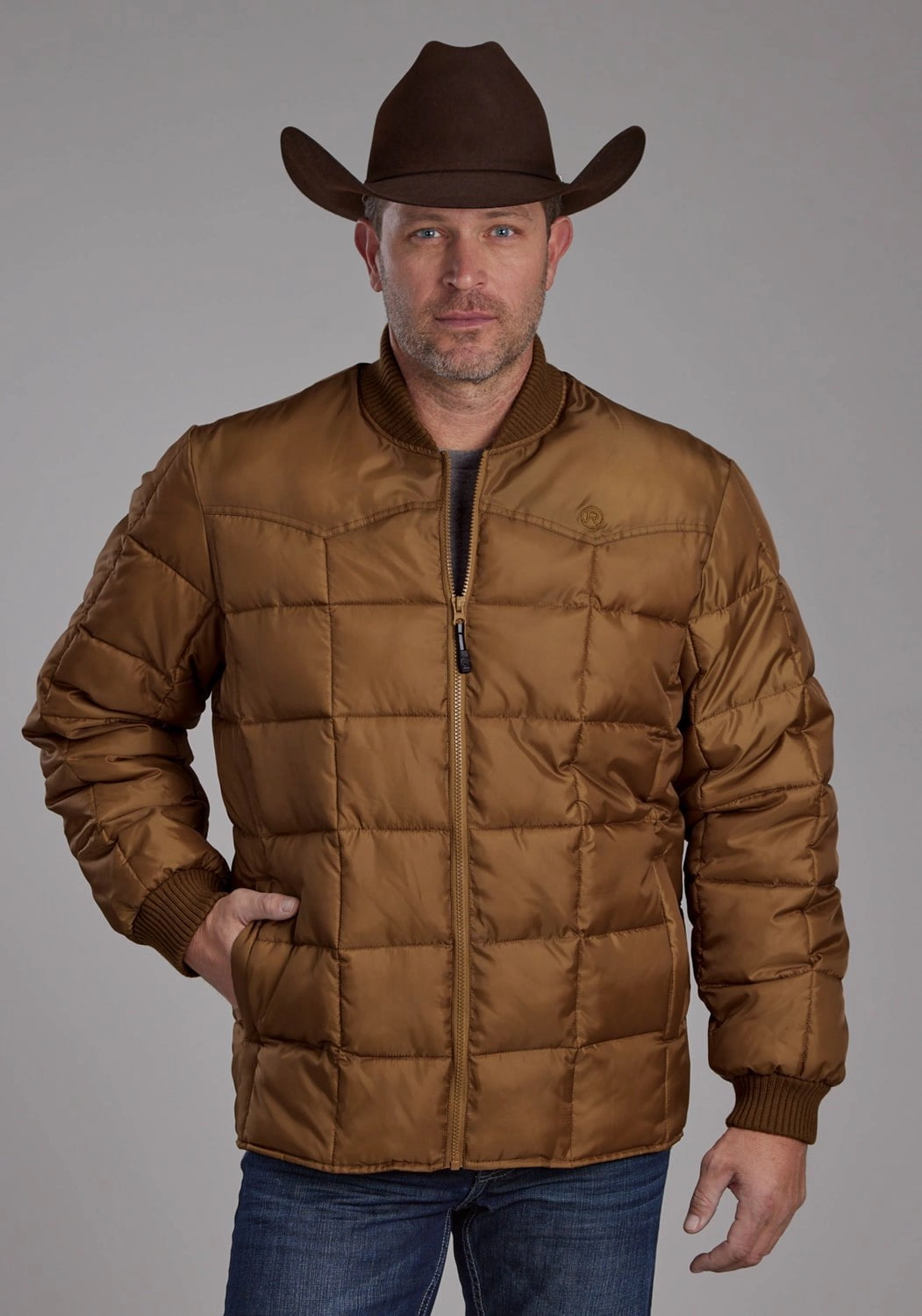 Quick Access Pockets Flexible Side Gussets Roper Mens Insulated Western Caramel 100% Polyester Insulated Jacket