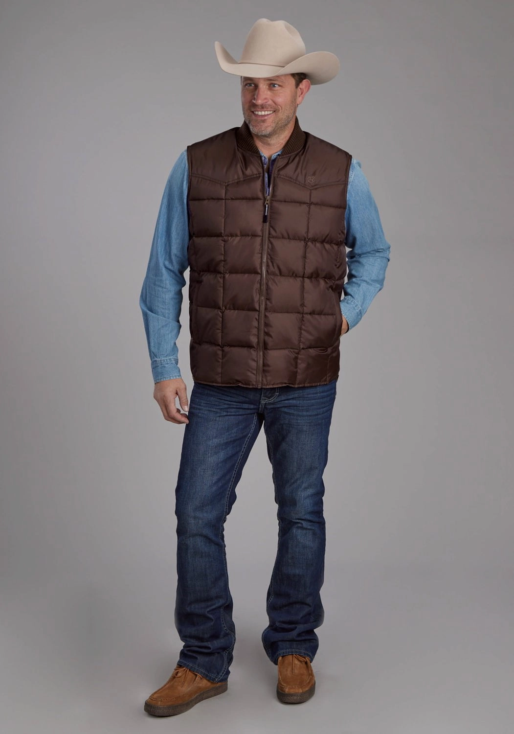 Soft Lined Interior Roper Mens Insulated Western Chocolate 100% Polyester Softshell Vest