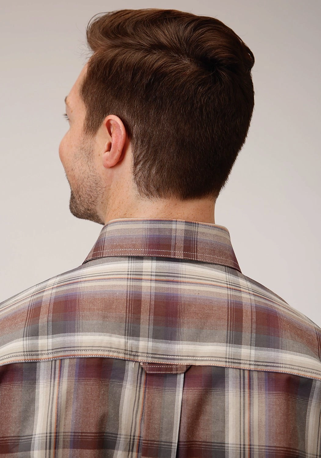 Athletic Look Roper Mens Multi-Color 100% Cotton Cider Plaid BD L/S 1 Pkt Shirt