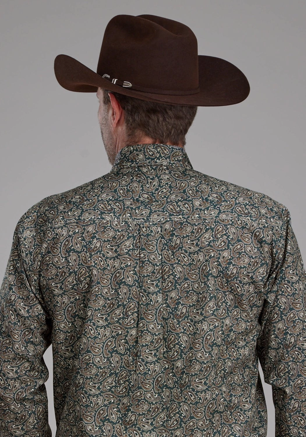 Roper Mens Oak Paisley Brown 100% Cotton 1 Pkt L/S Shirt Dinner Date