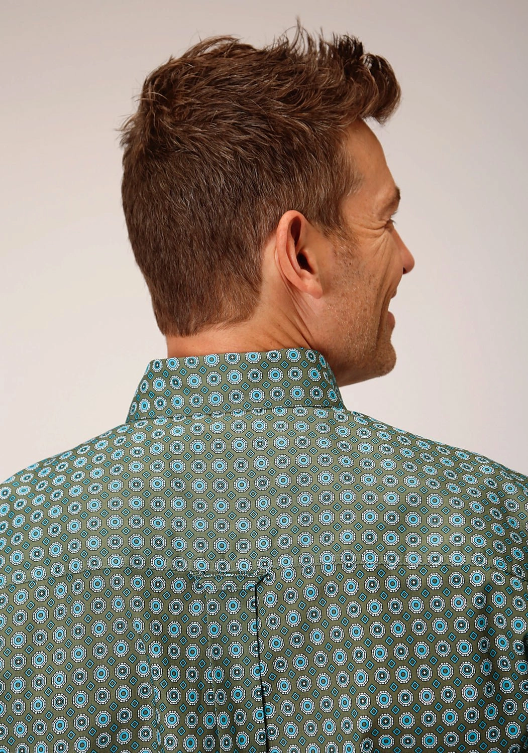 Roper Mens Olive Foulard Green 100% Cotton S/S Shirt Sustainable Choice Anti Static Treatment