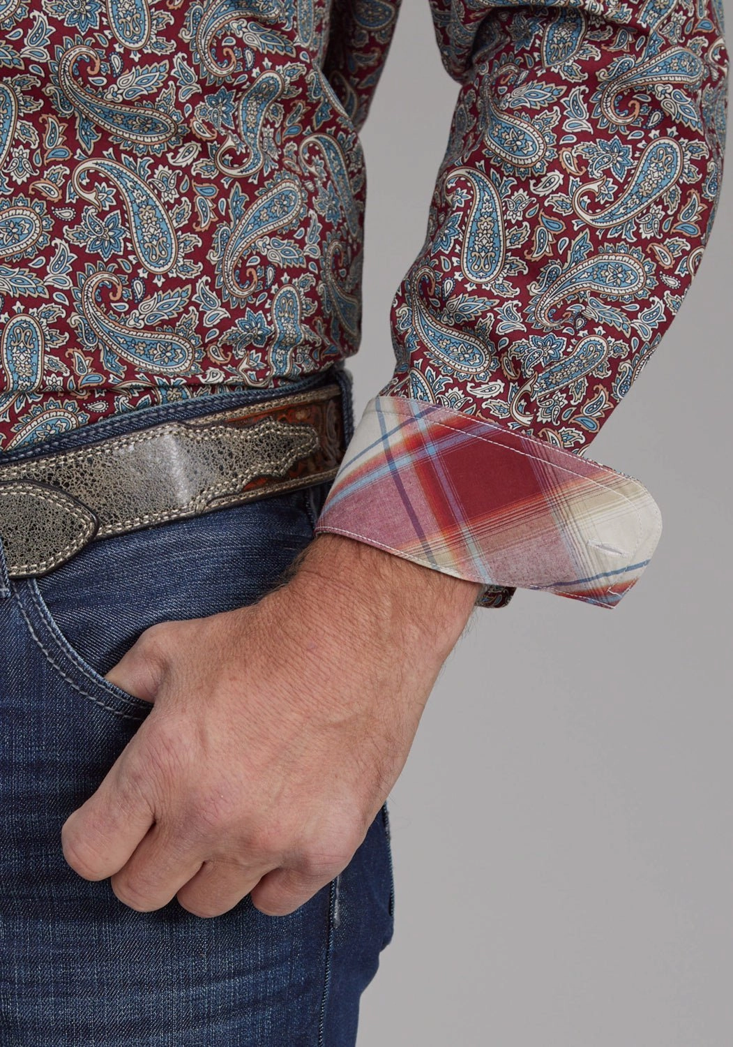 Roper Mens Orchard Paisley Multi-Color 100% Cotton Btn L/S Shirt Easy Styling Essential Wardrobe