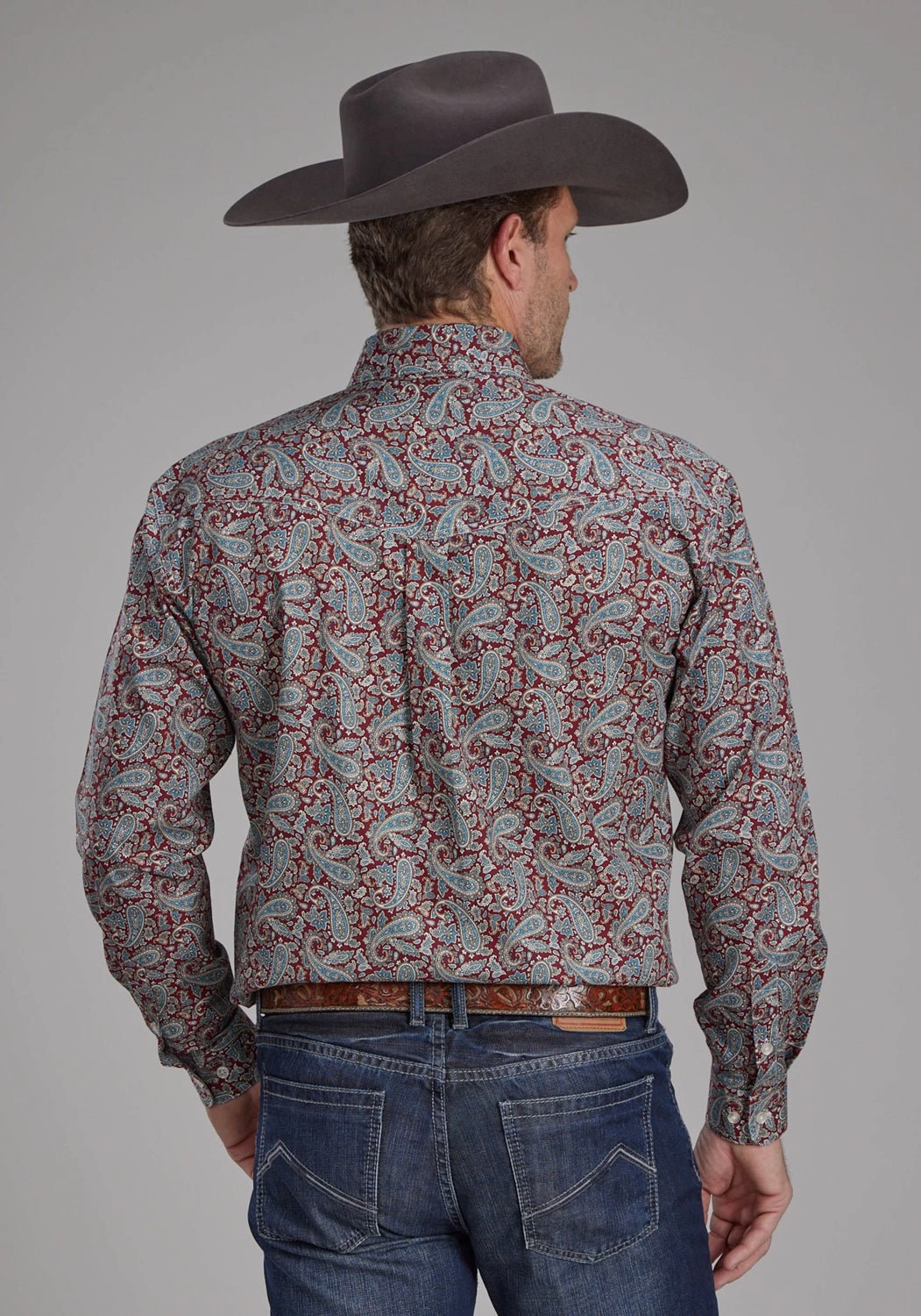 Nautical Look Roper Mens Orchard Paisley Multi-Color 100% Cotton Btn L/S Shirt
