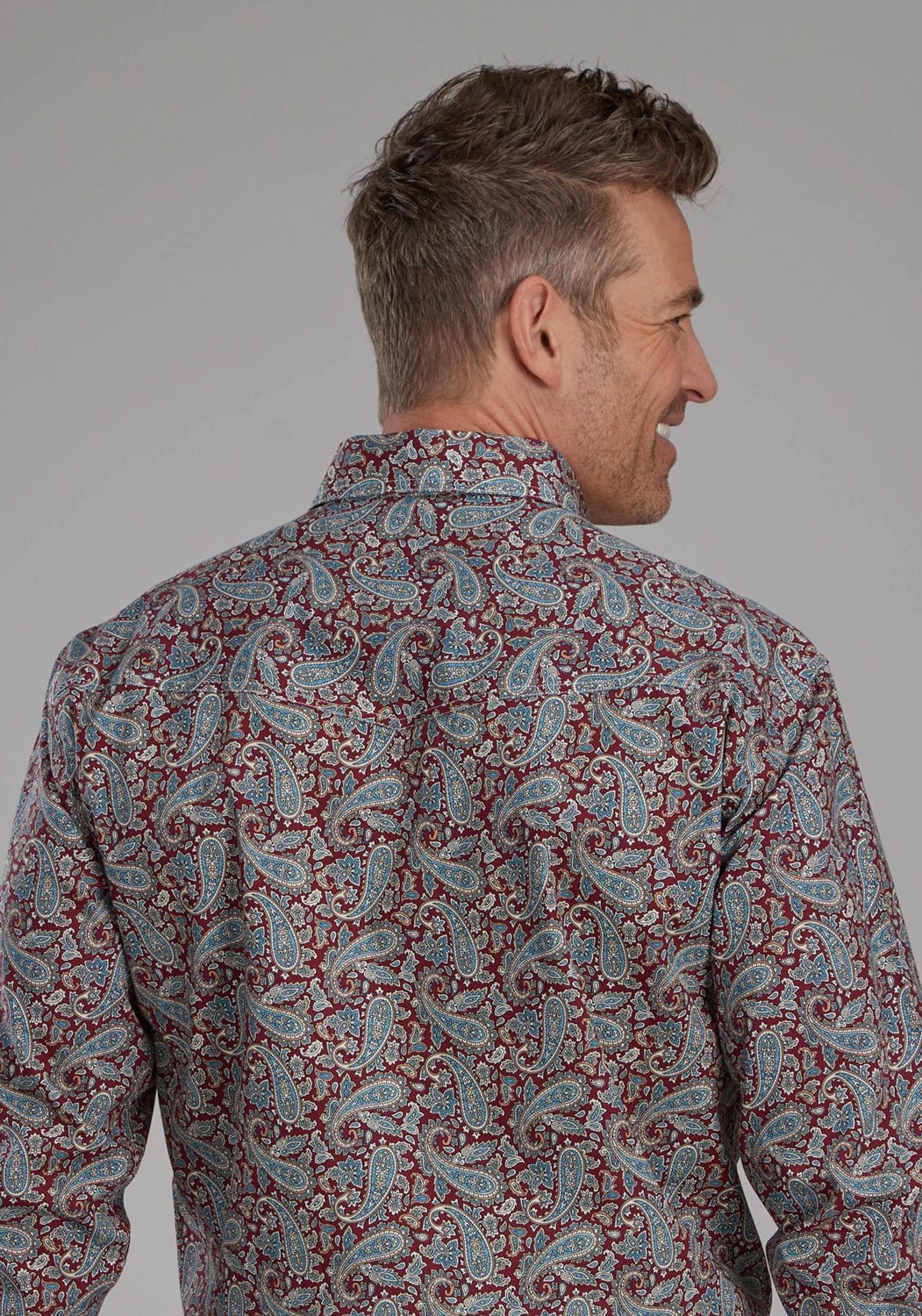 Outdoor Adventure Structured Shoulder Support Roper Mens Orchard Paisley Multi-Color 100% Cotton L/S Shirt
