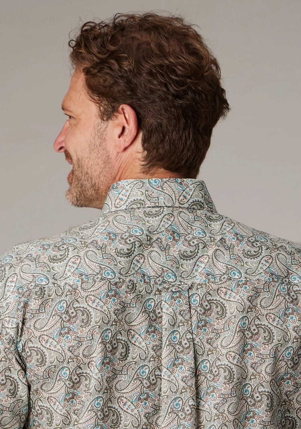 Roper Mens Sand Dune Paisley Brown 100% Cotton 1 Pkt S/S Shirt Waffle Weave Subtle Print