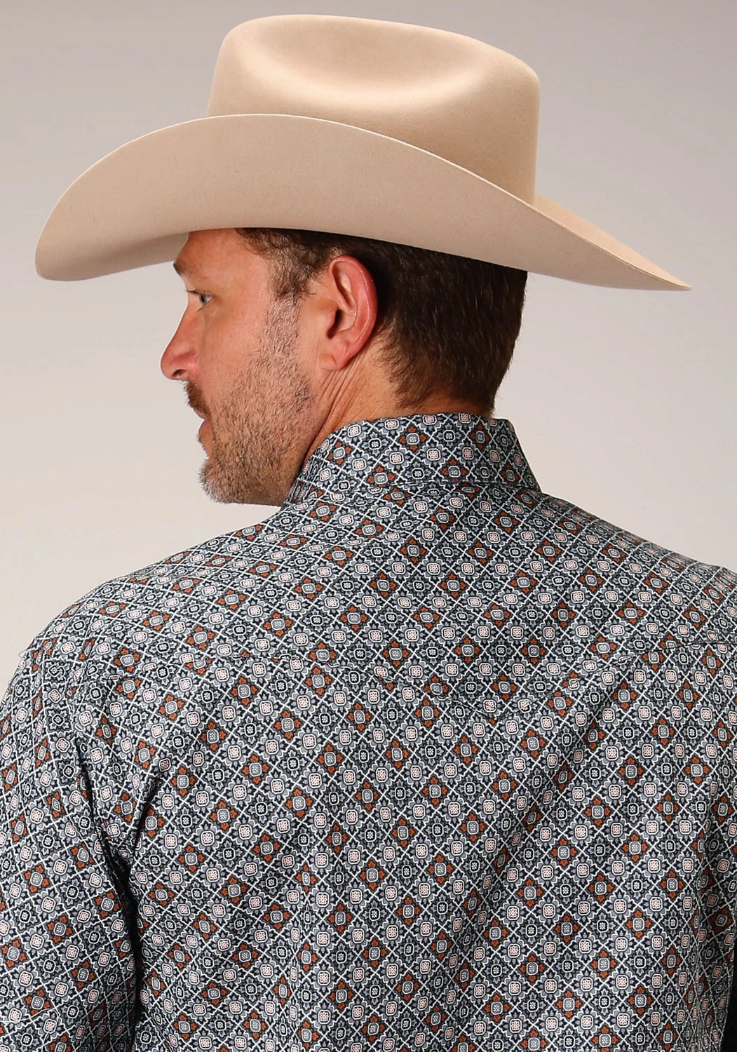 Roper Mens Silver Foulard Grey 100% Cotton Tall L/S Shirt Cozy Feel Stylish Design