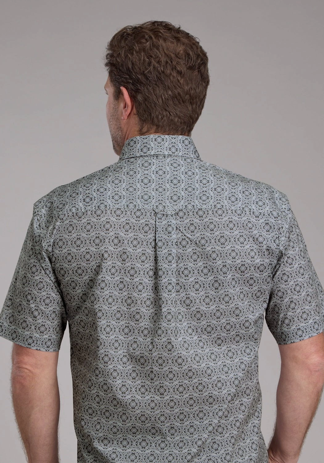 Youthful Style Roper Mens Stretch Medallion Paisley Grey Cotton Blend 1 Pkt S/S Shirt