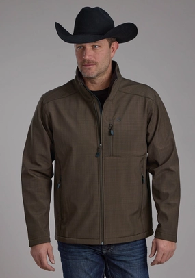 Expandable Side Gussets Vegan Safe Roper Mens Technical Zip Chocolate Polyester Softshell Jacket