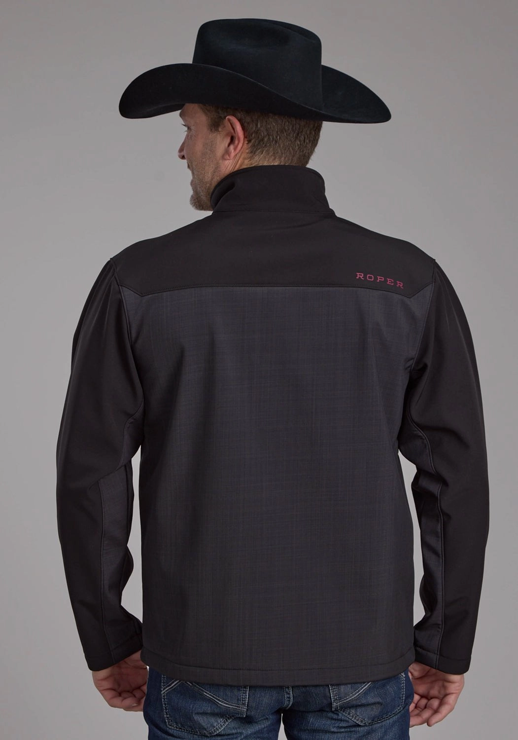 Roper Mens Technical Zip Gray/Black Polyester Softshell Jacket Climate Responsive Textile