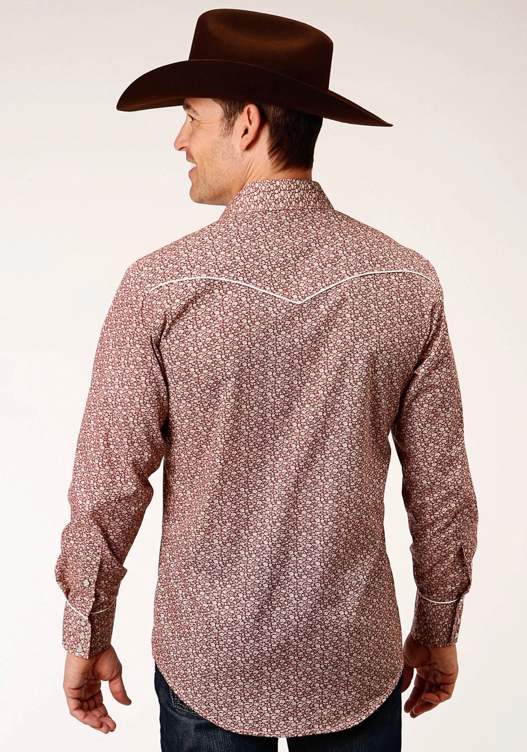 Roper Mens Vintage Floral Print Red Cotton Blend L/S Shirt Lounge Wear Non Irritating Tags