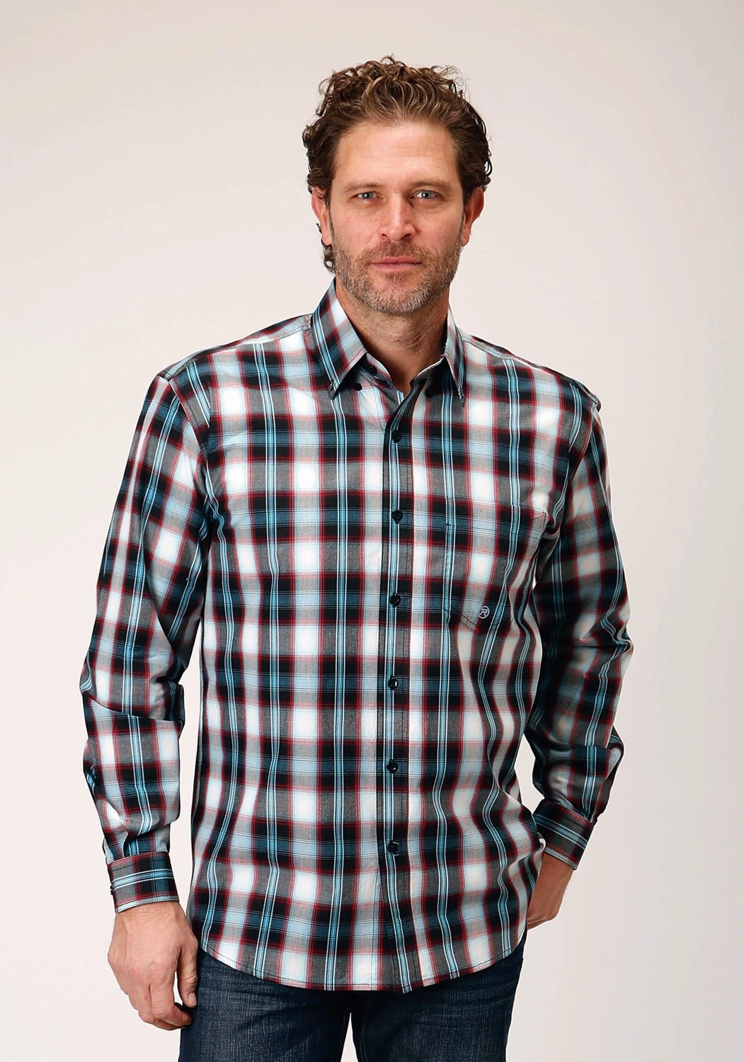 mix and match Roper Mens West Plaid Black 100% Cotton L/S Shirt