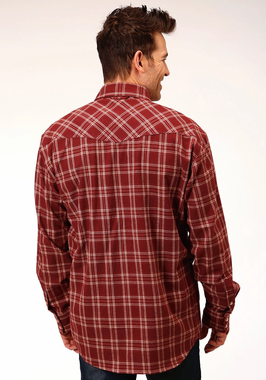 Unique Design Plus size option Roper Mens Wine 100% Cotton Unlined Flannel Plaid L/S Shirt