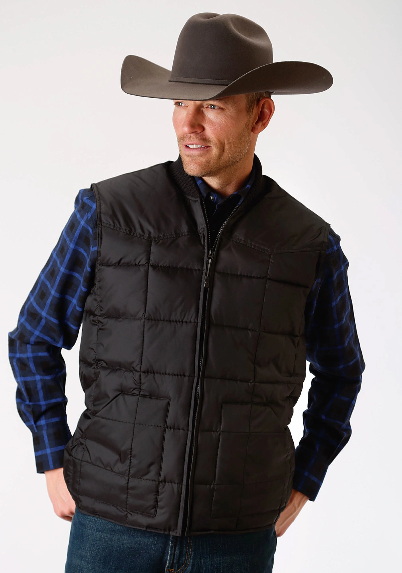 Roper Rangegear Mens Black Polyester Insulated Vest WaterRepellentFabric