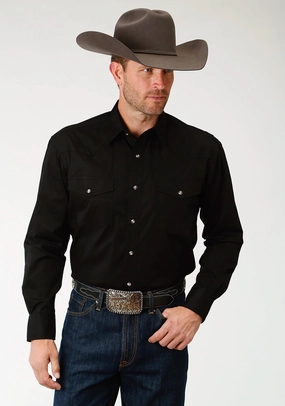 Special Occasion Exclusive Collection Roper Tall Mens Black 100% Cotton 1 Pkt L/S Shirt