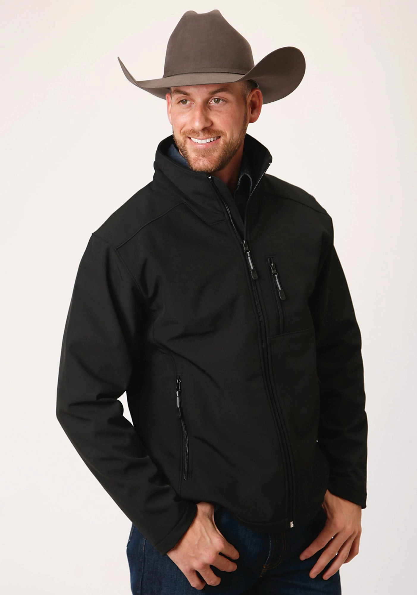 Roper Technical Mens Black Polyester Softshell Jacket Convertible Collar Style Eco Friendly Padding