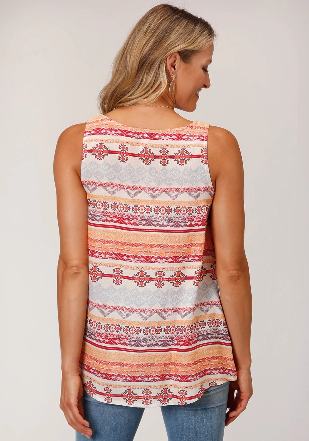 Daytime Look Roper Womens 1546 Aztec Multi-Color 100% Rayon S/L Tank Top