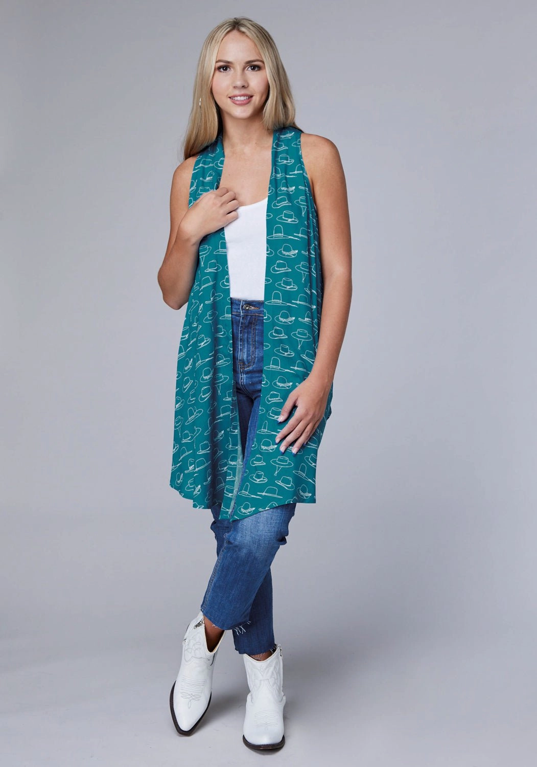 Perfect Knit Breathable Open Weave Roper Womens 2077 Many Hats Turquoise 100% Rayon Cardigan Sweater