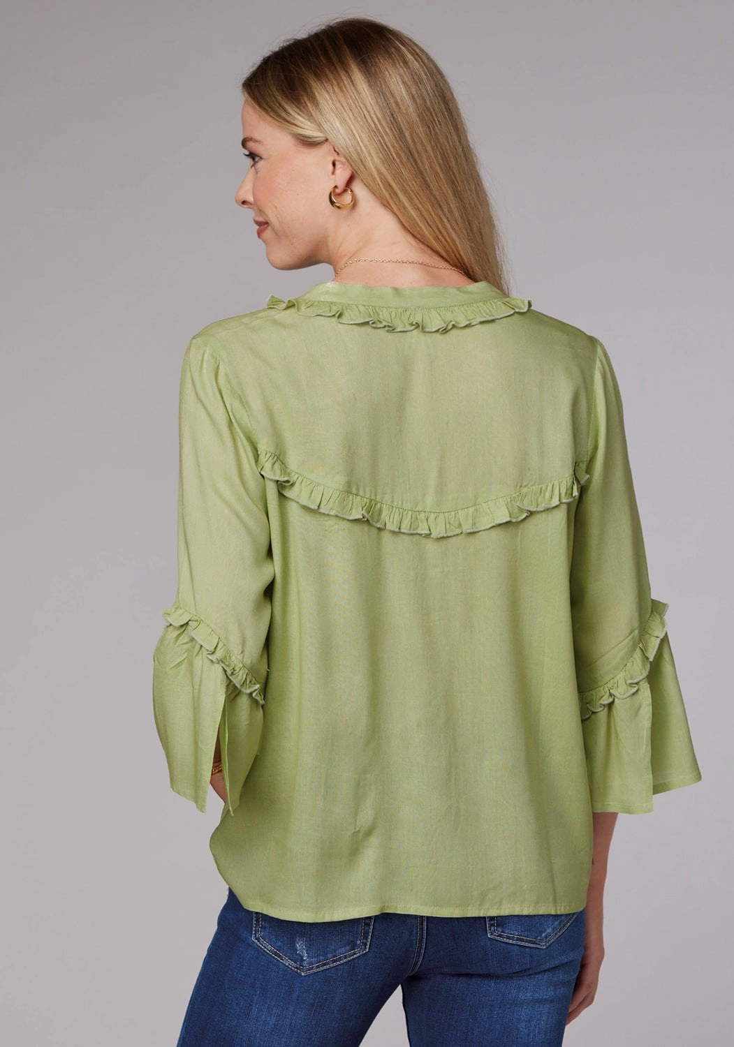 Hidden Placket Roper Womens 2083 Feminine Challis Lime Green 100% Rayon L/S Blouse