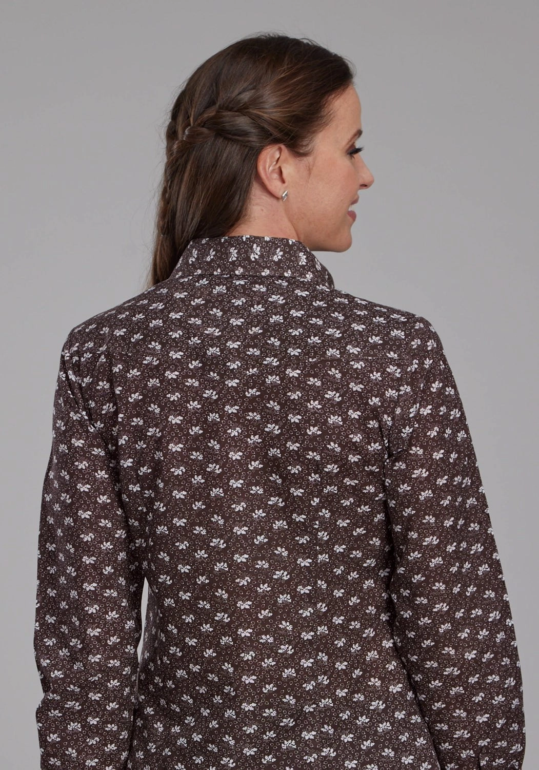 Functional Fashion Practical Choice Roper Womens 2285 Floral Brown/Cream Cotton Blend L/S Shirt