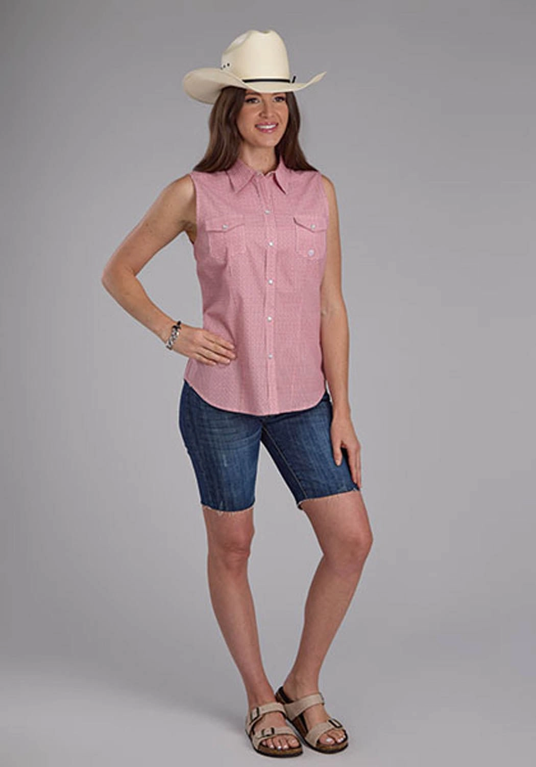 Roper Womens 2500 Saltillo Foulard Rust 100% Cotton S/L Blouse Networking Session