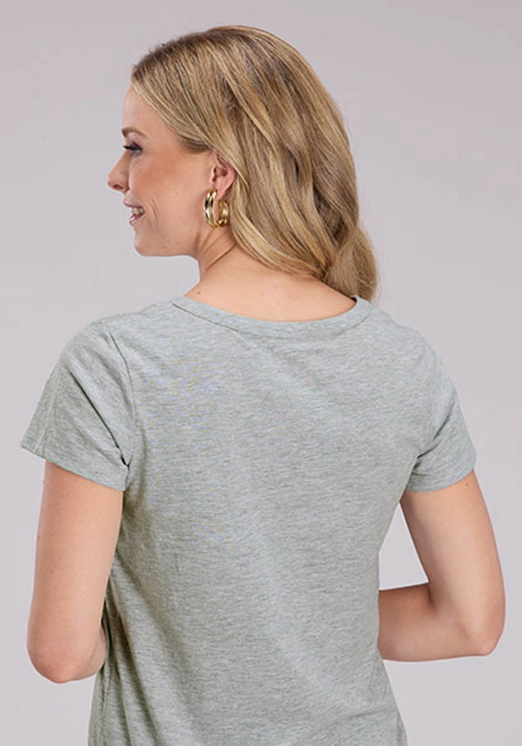 Tall friendly Roper Womens Banded Collar Embroidery Grey Poly/Cotton S/S Tunic