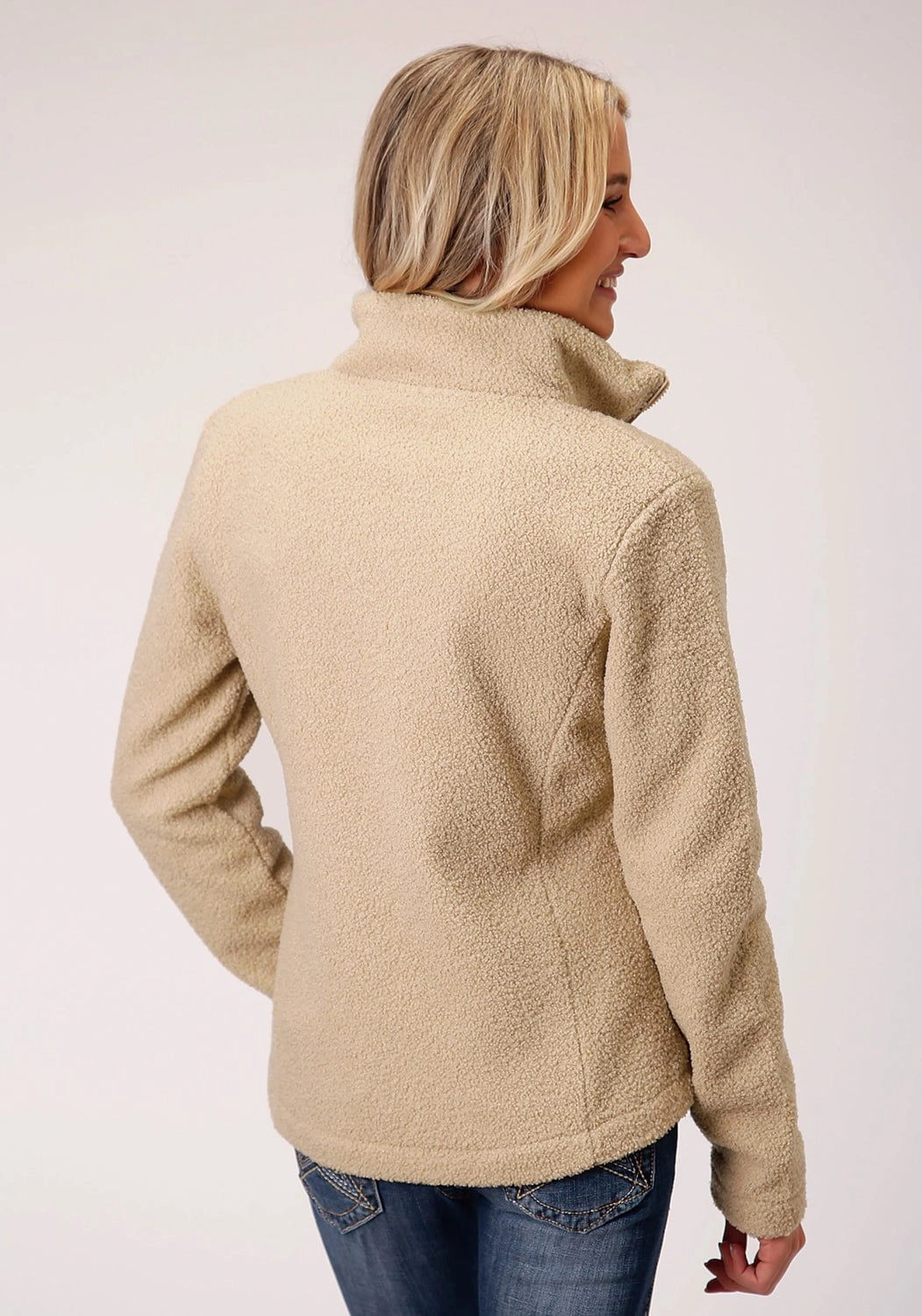 Roper Womens Brown Polyester Faux Lamb Fur Jacket Reflective Safety Details Smooth Zipper Action