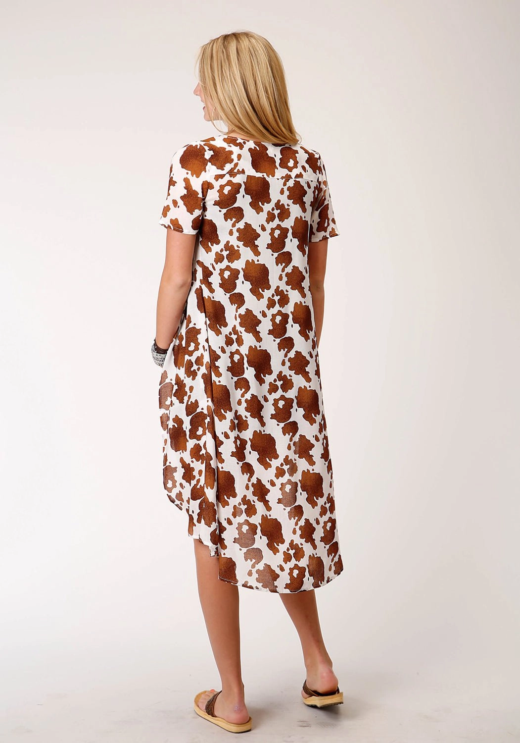 Roper Womens Brown Rayon/Nylon Cowhide Print Cardigan Comfy Knit Outfit