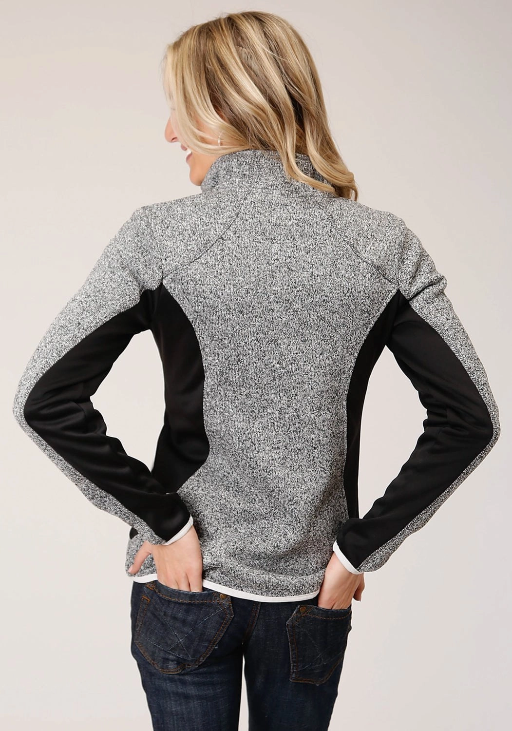 Roper Womens Charcoal/Black Polyester Fleece Knit Jacket TapedSeamConstruction UV Protection