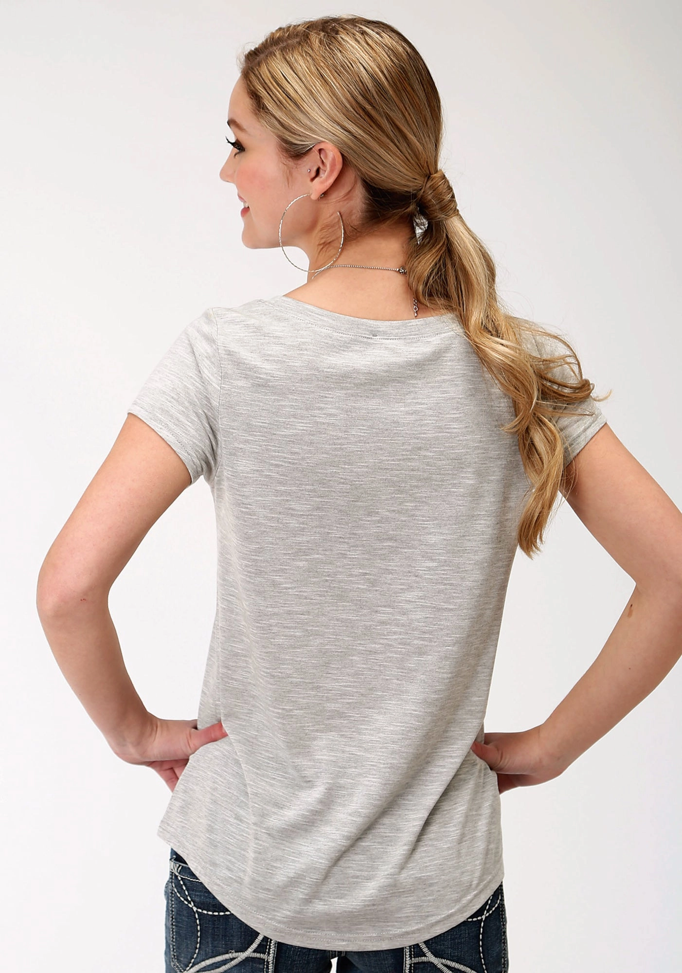 Versatile Piece Roper Womens Charcoal Grey Poly/Rayon Cacti S/S T-Shirt