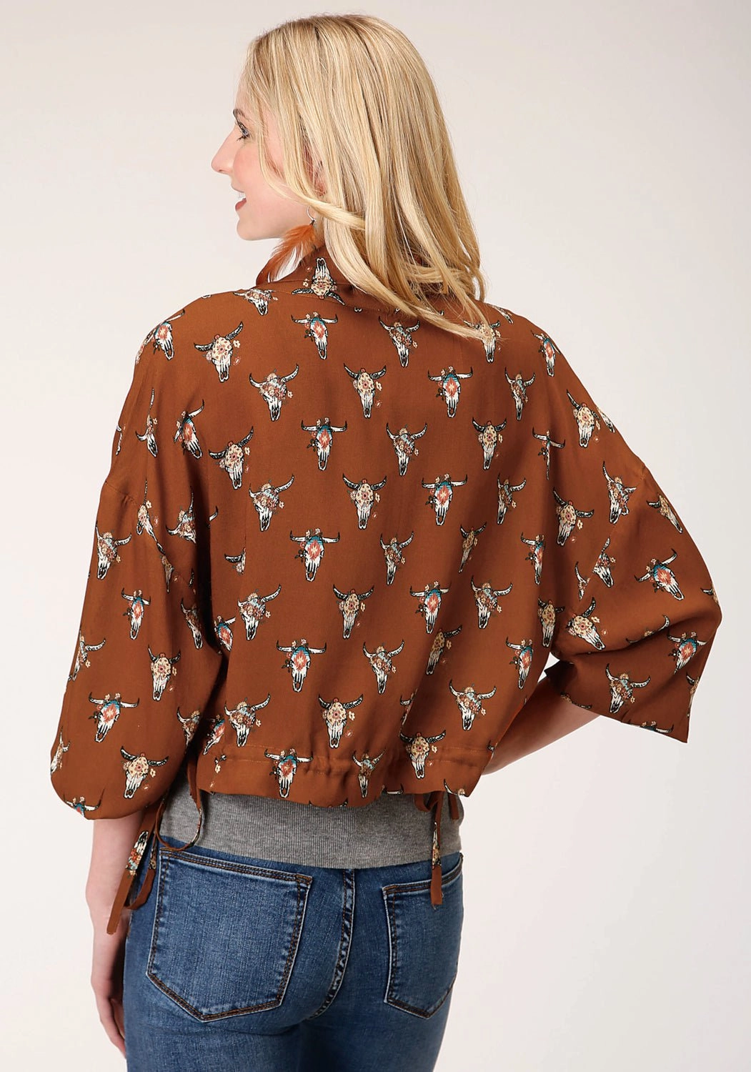 RubberizedButtonClosures Roper Womens Cow Skulls Brown 100% Rayon Jacket
