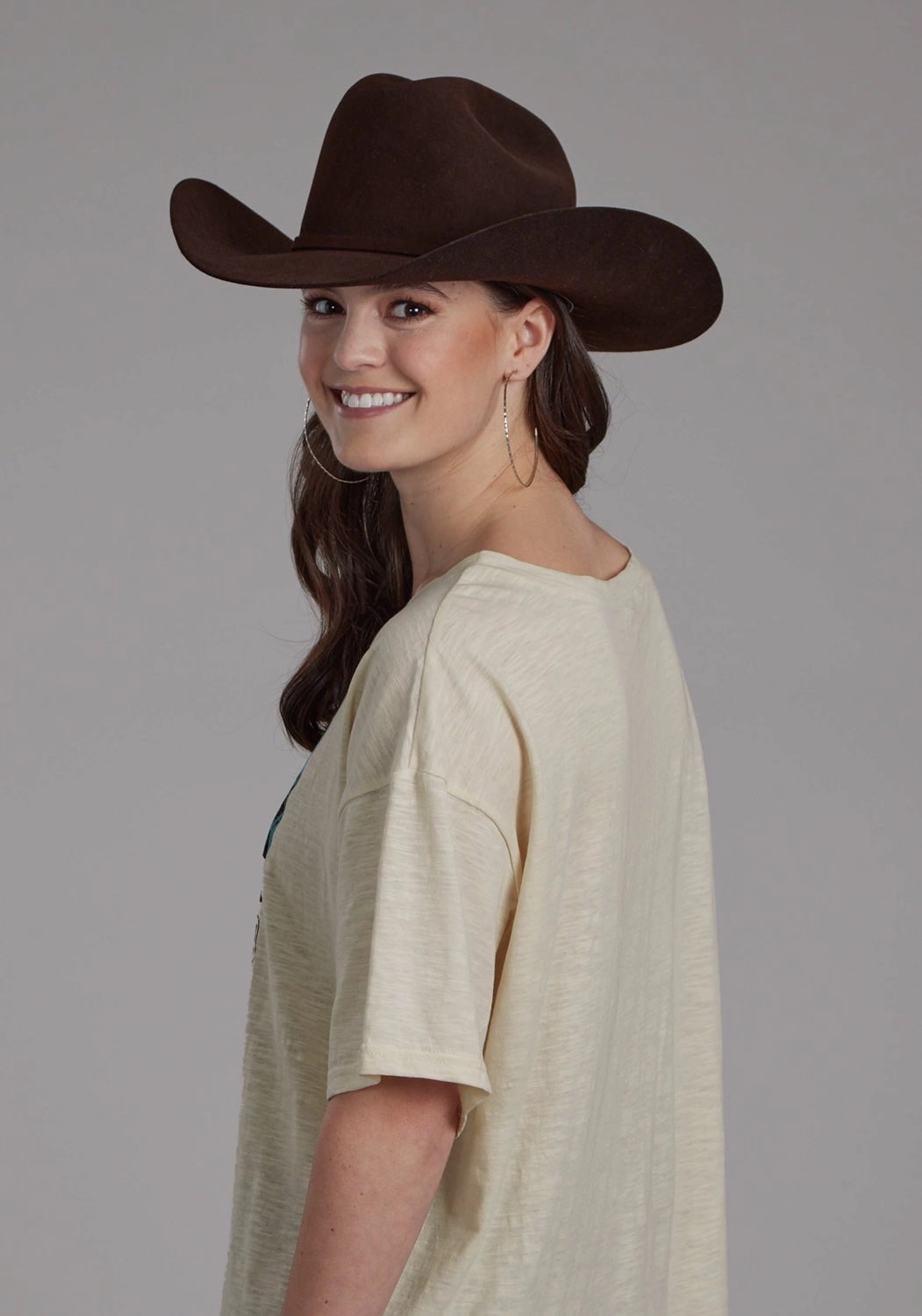 Roper Womens Cowboy Panels Cream 100% Cotton S/S T-Shirt Versatile Outfit