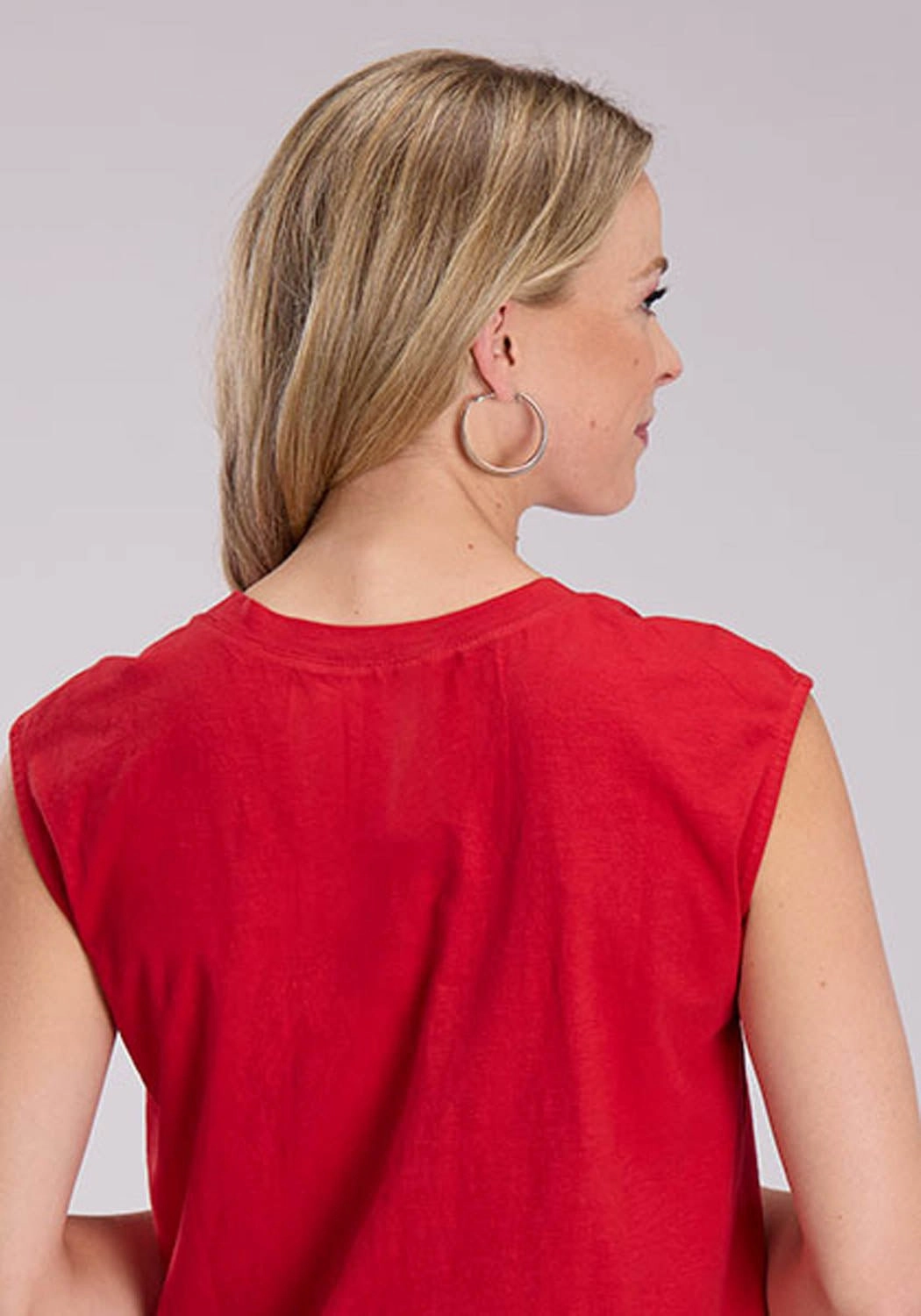 Roper Womens Drop Shoulder Top Red 100% Cotton S/L Tunic Versatile Design Edgy Fashion