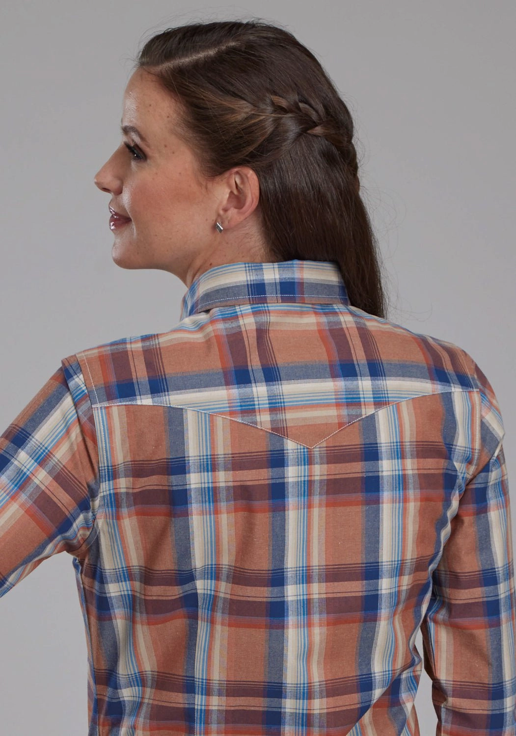 Smooth zipper closure Flexible Mobility Roper Womens Falling Leaves Plaid Multi-Color 100% Cotton Btn L/S Shirt