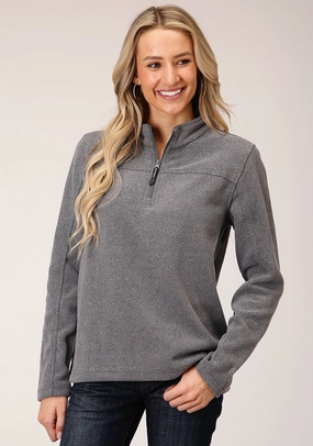 Moisture Management Fabric Roper Womens Heather Charcoal Polyester Micro Fleece Jacket